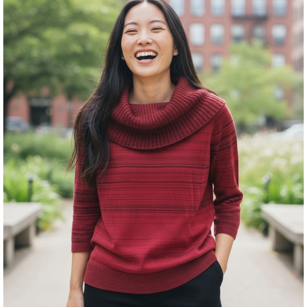 Jessica Red Cowl Neck Sweater